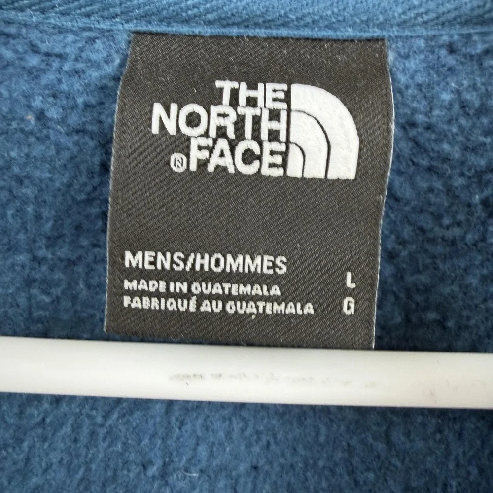 The‎ North Face Hoodie Mens Large Blue Aztec Logo Pullover Fleece Sweatshirt